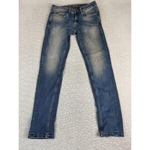 Ed Hardy Skuller Jeans Mens 30x31 Blue Slim Straight Stretch Denim Tattoo Lining